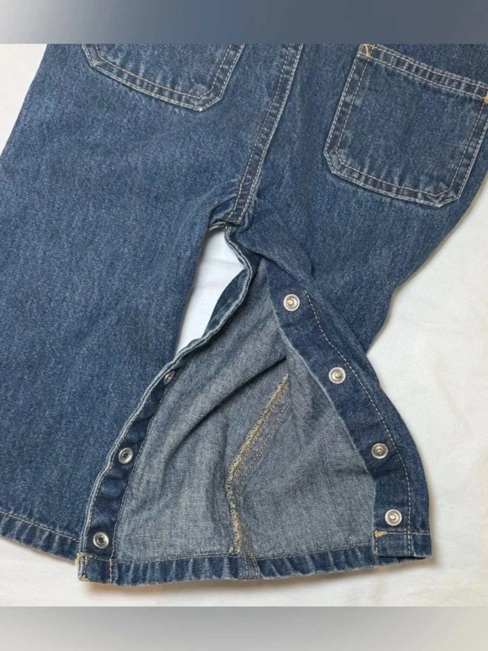 Carter's Boy Overalls Bib Pants US Size 18M Toddler Blue Denim Jean Snap Up